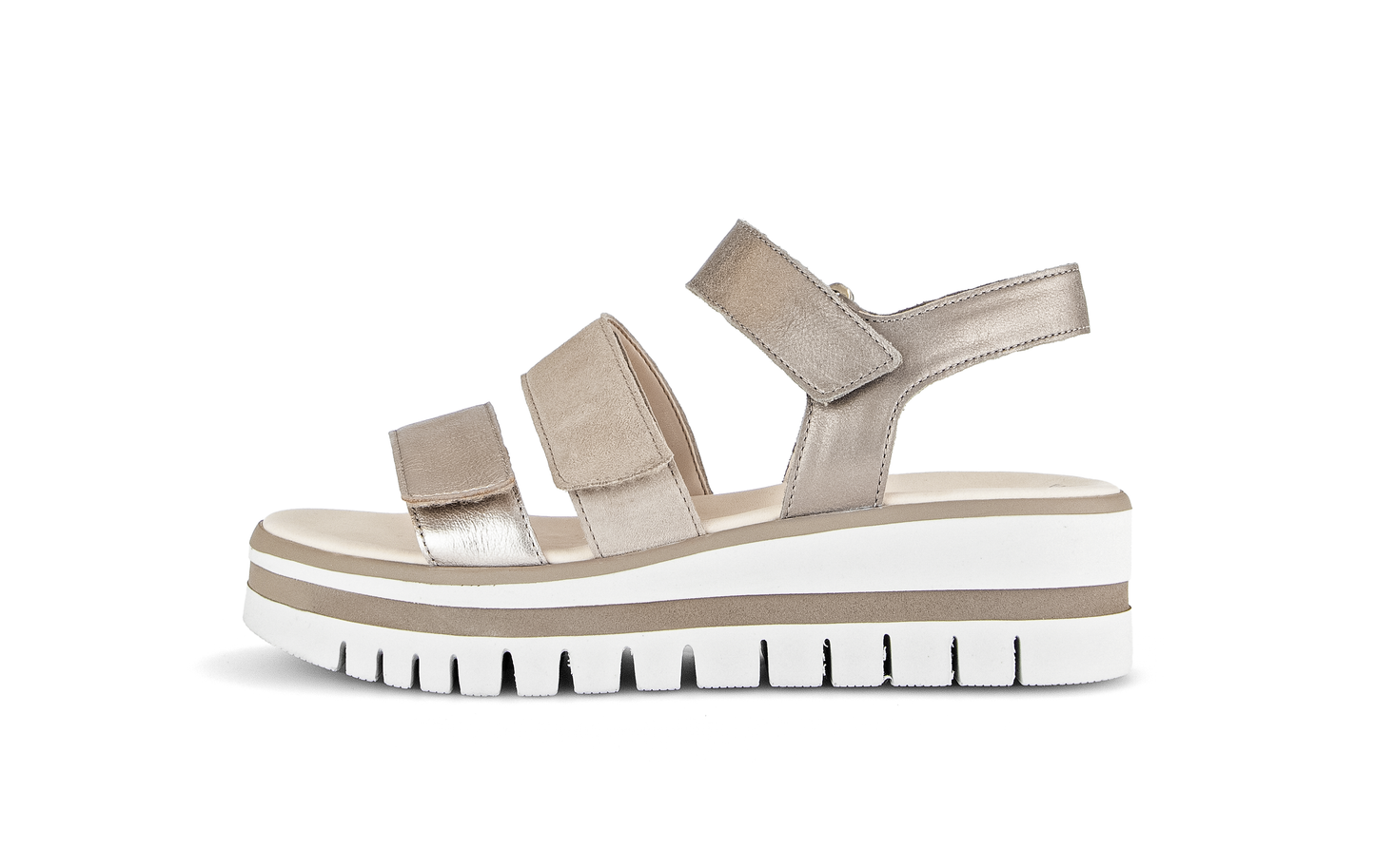 Gabor 84.620.62 Beige & Gold Combi F Fit Slingback Sandals
