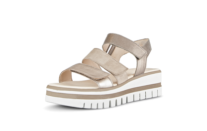 Gabor 84.620.62 Beige & Gold Combi F Fit Slingback Sandals