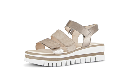 Gabor 84.620.62 Beige & Gold Combi F Fit Slingback Sandals