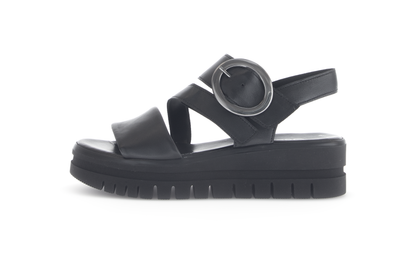 Gabor 84.627.27 Black F Fit Slingback Platform Sandals