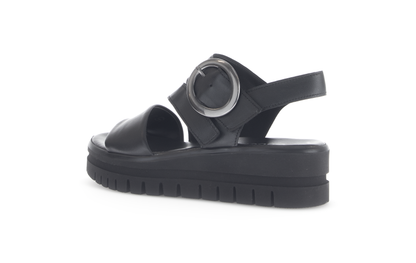 Gabor 84.627.27 Black F Fit Slingback Platform Sandals
