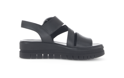 Gabor 84.627.27 Black F Fit Slingback Platform Sandals