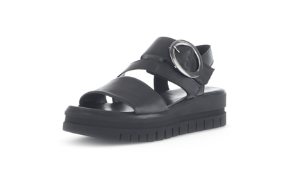 Gabor 84.627.27 Black F Fit Slingback Platform Sandals