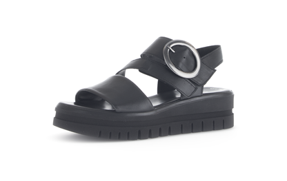 Gabor 84.627.27 Black F Fit Slingback Platform Sandals