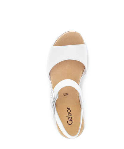 Gabor 84.651.21 White F Fit Wedge Slingback Sandals