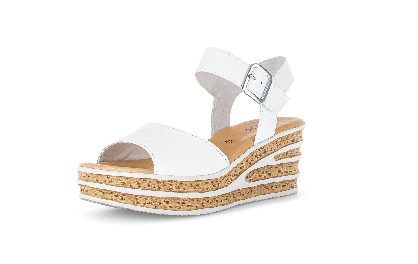 Gabor 84.651.21 White F Fit Wedge Slingback Sandals