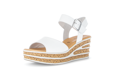 Gabor 84.651.21 White F Fit Wedge Slingback Sandals