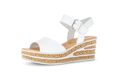 Gabor 84.651.21 White F Fit Wedge Slingback Sandals