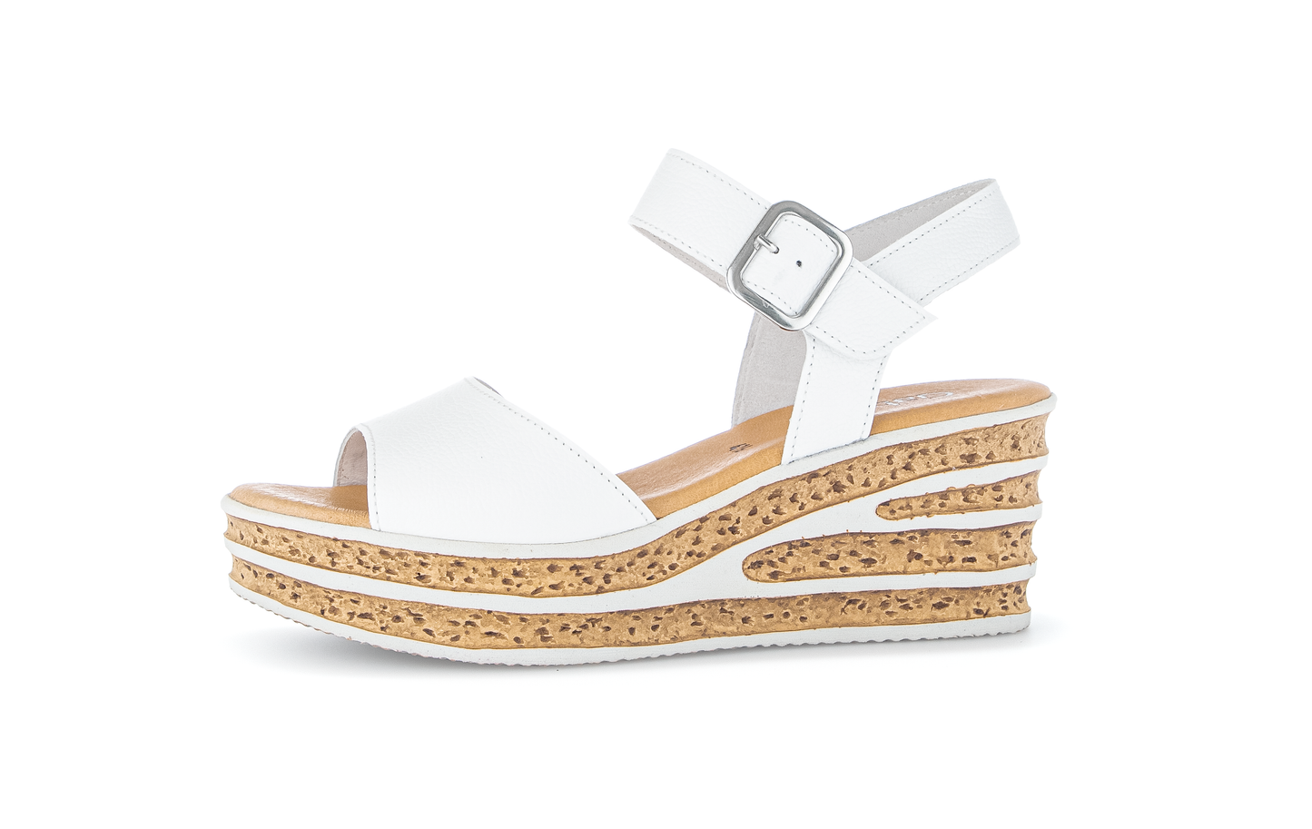 Gabor 84.651.21 White F Fit Wedge Slingback Sandals