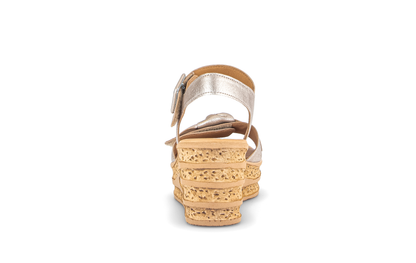 Gabor 84.653.62 Puder Gold F Fit Wedge Slingback Sandals