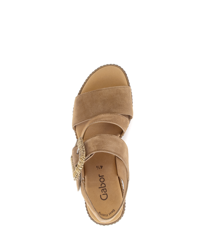 Gabor 84.771.14 Peanut Brown F Fit Wedge Sandals