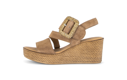 Gabor 84.771.14 Peanut Brown F Fit Wedge Sandals