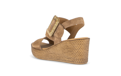 Gabor 84.771.14 Peanut Brown F Fit Wedge Sandals