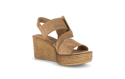 Gabor 84.771.14 Peanut Brown F Fit Wedge Sandals