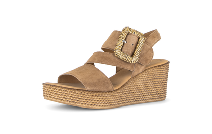 Gabor 84.771.14 Peanut Brown F Fit Wedge Sandals