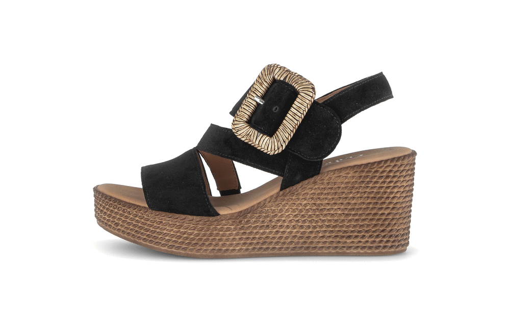 Gabor 84.771.17 Black F Fit Wedge Slingback Sandals