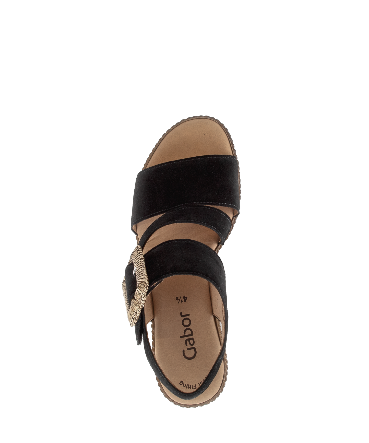 Gabor 84.771.17 Black F Fit Wedge Slingback Sandals