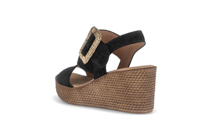 Gabor 84.771.17 Black F Fit Wedge Slingback Sandals