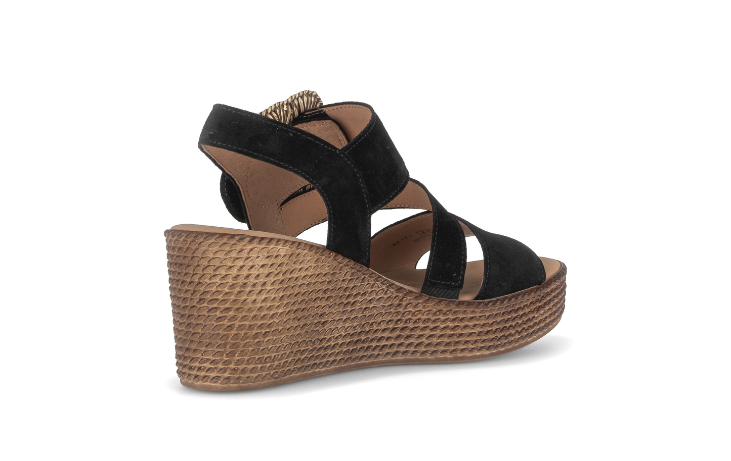 Gabor 84.771.17 Black F Fit Wedge Slingback Sandals