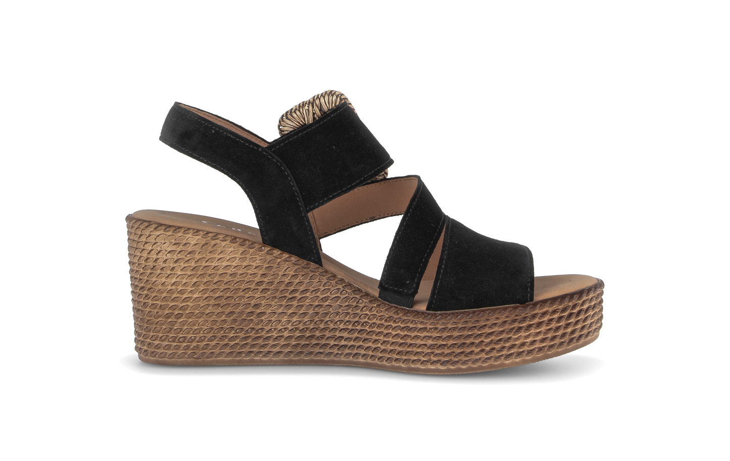 Gabor 84.771.17 Black F Fit Wedge Slingback Sandals