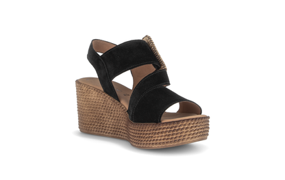Gabor 84.771.17 Black F Fit Wedge Slingback Sandals