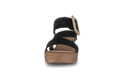 Gabor 84.771.17 Black F Fit Wedge Slingback Sandals