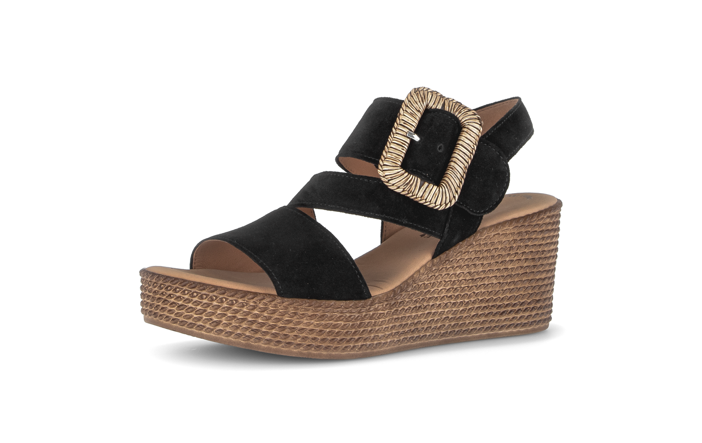 Gabor 84.771.17 Black F Fit Wedge Slingback Sandals
