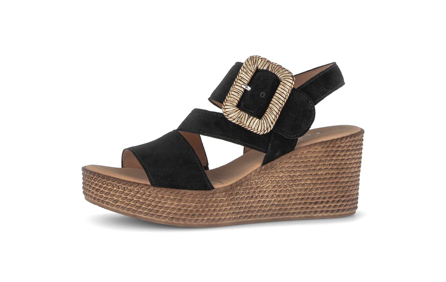 Gabor 84.771.17 Black F Fit Wedge Slingback Sandals