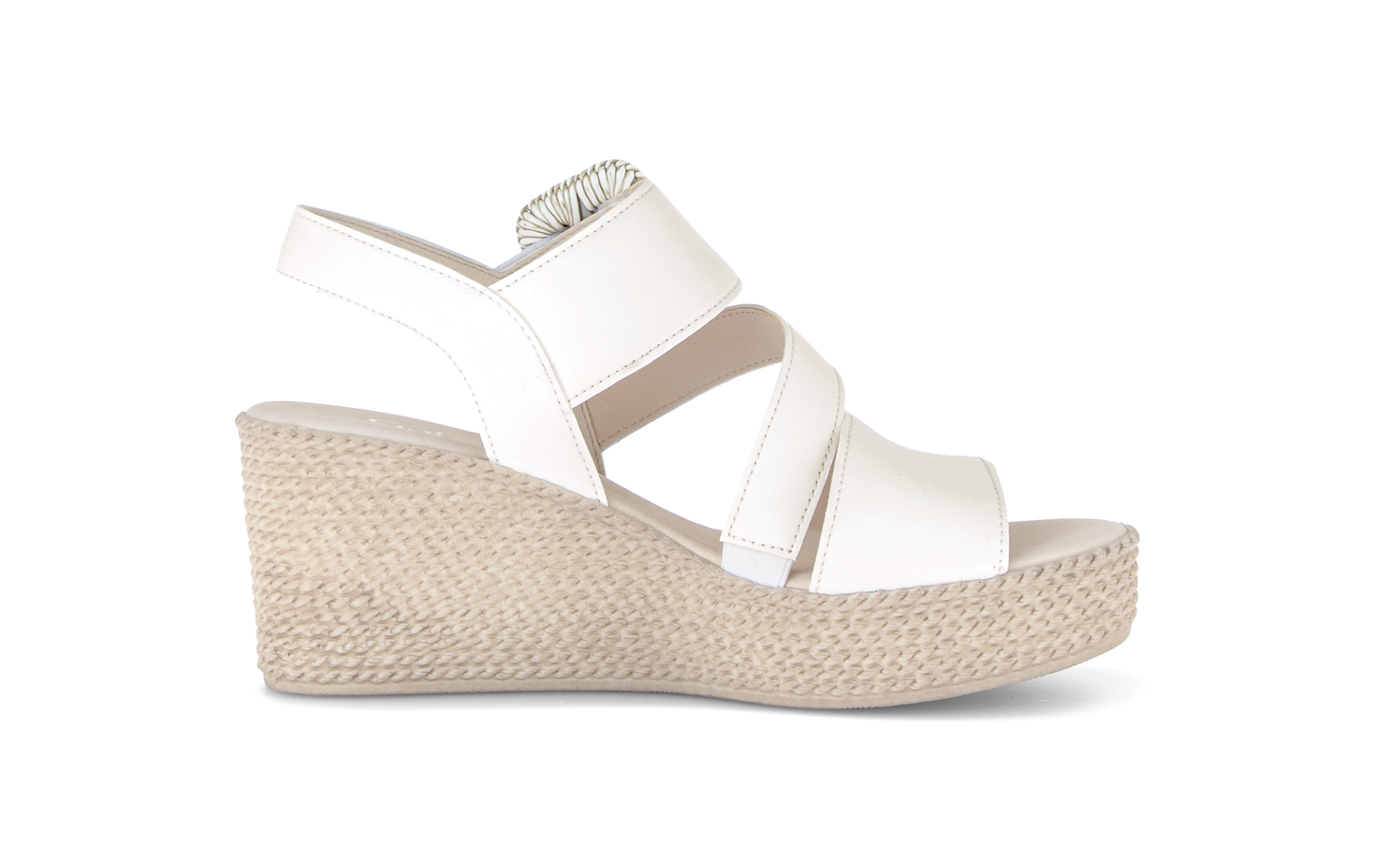 Gabor 84.771.20 Latte Cream F Fit Wedge Slingback Sandals