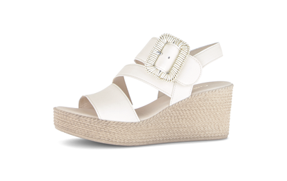 Gabor 84.771.20 Latte Cream F Fit Wedge Slingback Sandals