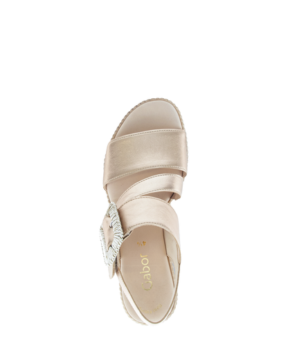 Gabor 84.771.62 Champagne Gold F Fit Wedge Slingback Sandals