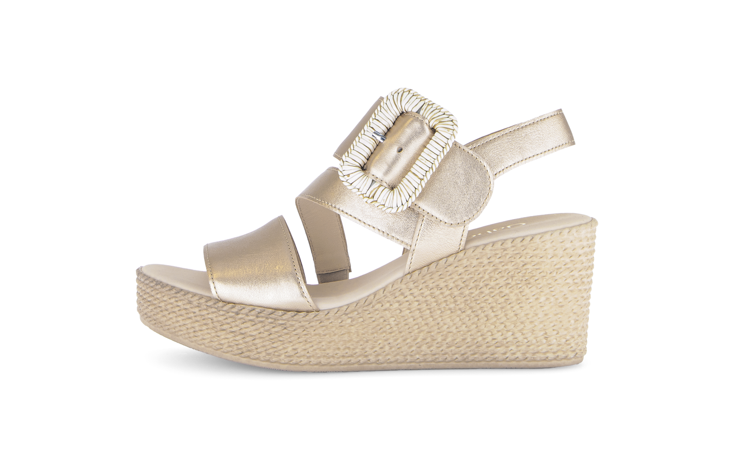 Gabor 84.771.62 Champagne Gold F Fit Wedge Slingback Sandals