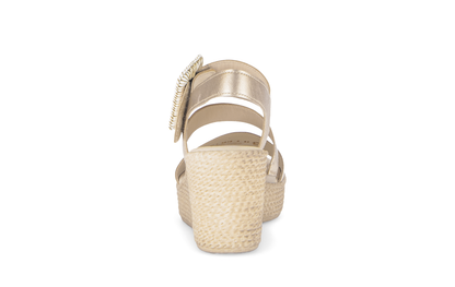 Gabor 84.771.62 Champagne Gold F Fit Wedge Slingback Sandals