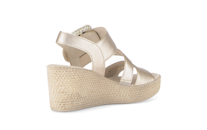 Gabor 84.771.62 Champagne Gold F Fit Wedge Slingback Sandals