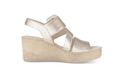 Gabor 84.771.62 Champagne Gold F Fit Wedge Slingback Sandals