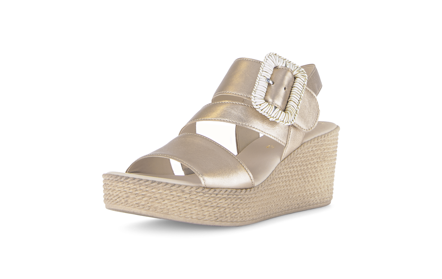 Gabor 84.771.62 Champagne Gold F Fit Wedge Slingback Sandals