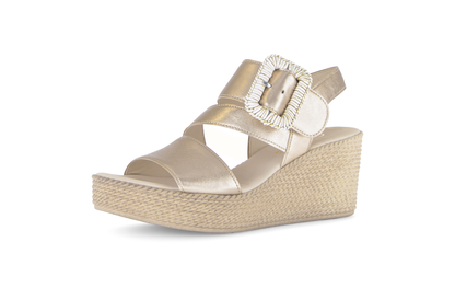 Gabor 84.771.62 Champagne Gold F Fit Wedge Slingback Sandals