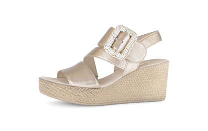Gabor 84.771.62 Champagne Gold F Fit Wedge Slingback Sandals