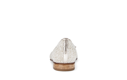 Gabor 85.102.42 Cream Weave, Gold Toe & Bow F Fit Slip On Pumps