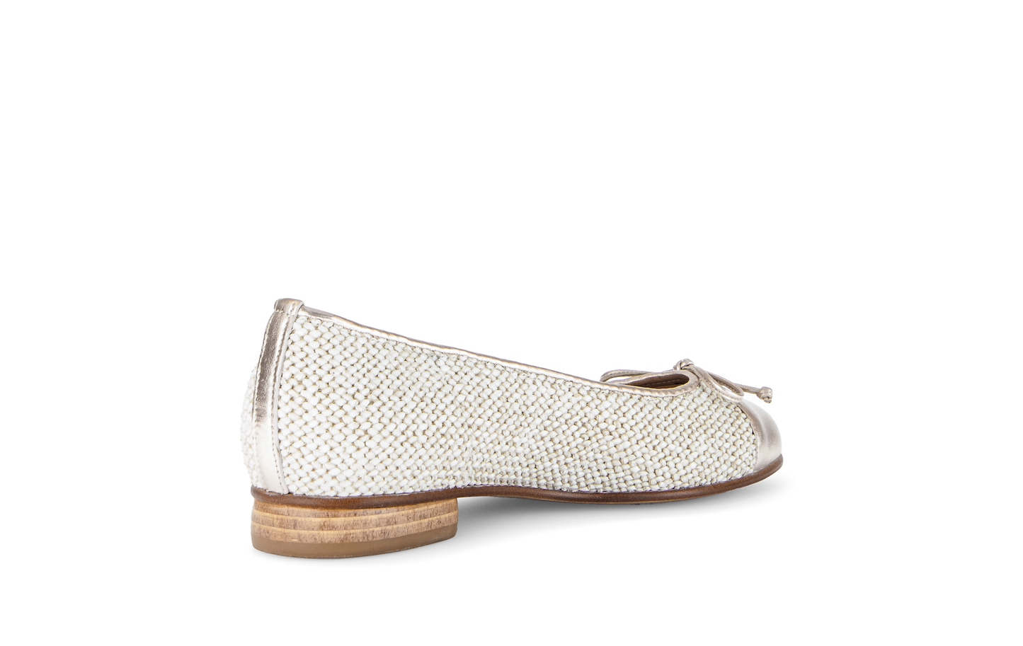 Gabor 85.102.42 Cream Weave, Gold Toe & Bow F Fit Slip On Pumps