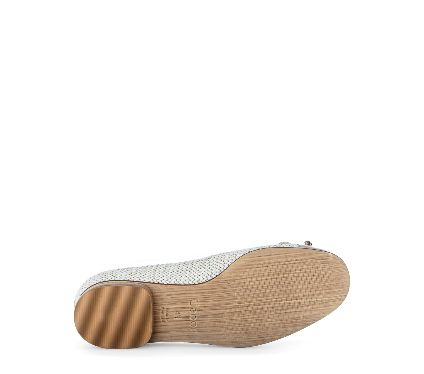 Gabor 85.102.42 Cream Weave, Gold Toe & Bow F Fit Slip On Pumps