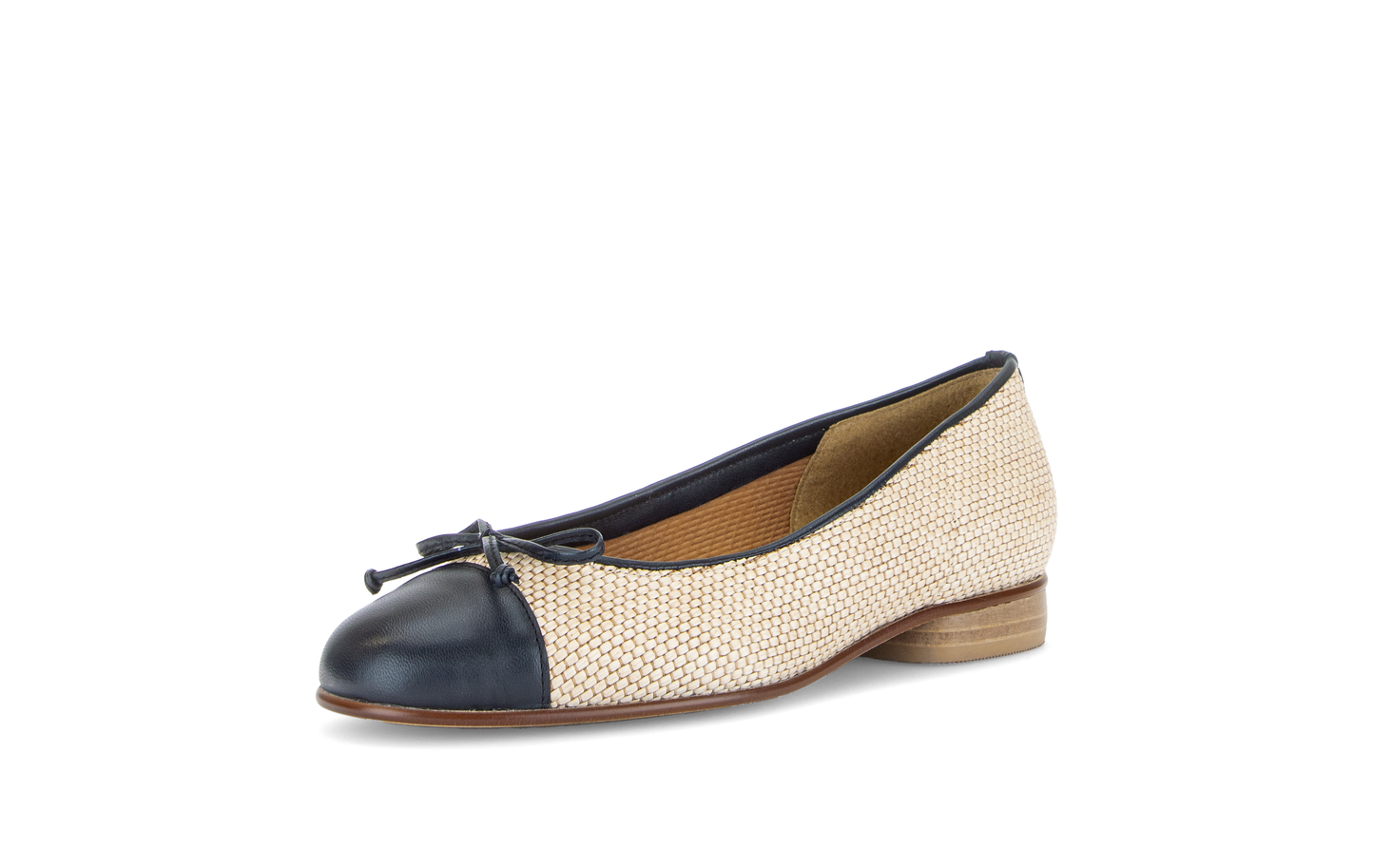 Gabor 85.102.46 Natural & Navy Combi F Fit Slip On Pumps