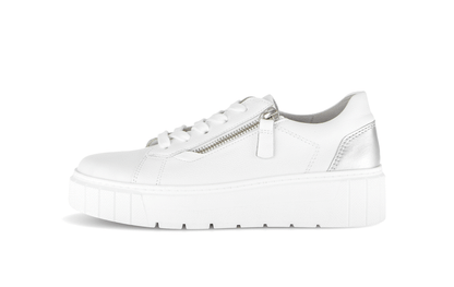 Gabor Comfort 86.415.51 White & Silver Heel  H Fit Trainers with Zip