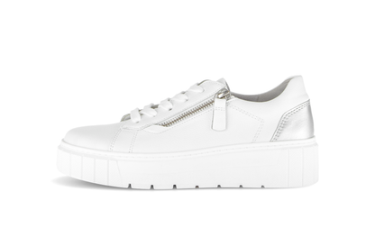 Gabor Comfort 86.415.51 White & Silver Heel  H Fit Trainers with Zip