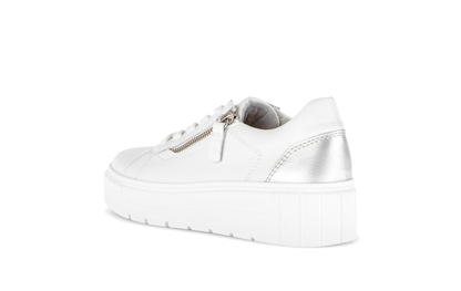 Gabor Comfort 86.415.51 White & Silver Heel  H Fit Trainers with Zip