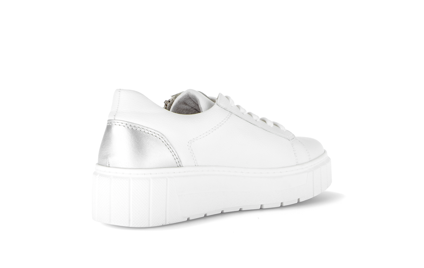 Gabor Comfort 86.415.51 White & Silver Heel  H Fit Trainers with Zip