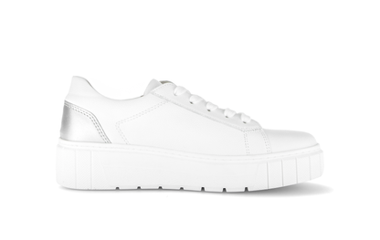 Gabor Comfort 86.415.51 White & Silver Heel  H Fit Trainers with Zip
