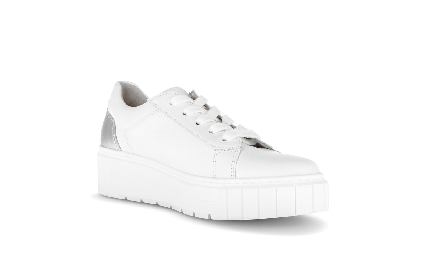 Gabor Comfort 86.415.51 White & Silver Heel  H Fit Trainers with Zip