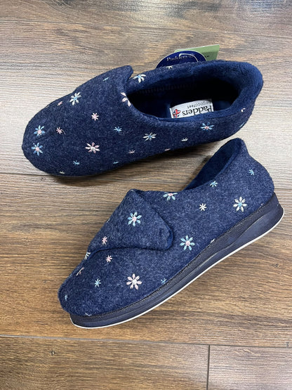 Padders 304/67 Step In - Hug Navy Floral Slippers