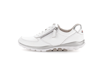 Gabor 86.968.51 Rollingsoft Sensitive White & Silver Sneakers with Zip